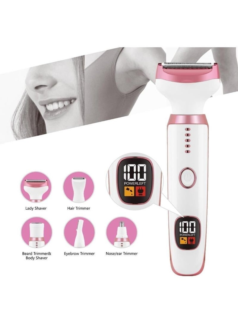 MUMO Painless 5 in 1 Electric Razor for Women, Bikini Trimmer and Facial Hair Remover, IPX7 Waterproof Cordless Wet and Dry Hair Removal for Face Legs Underarms Pubic (White) - Image 5